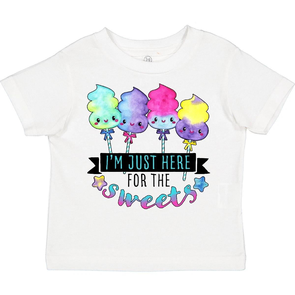 Inktastic I m Just Here For The Sweets With Spun Sugar Candy Toddler T-Shirt Fun 140
