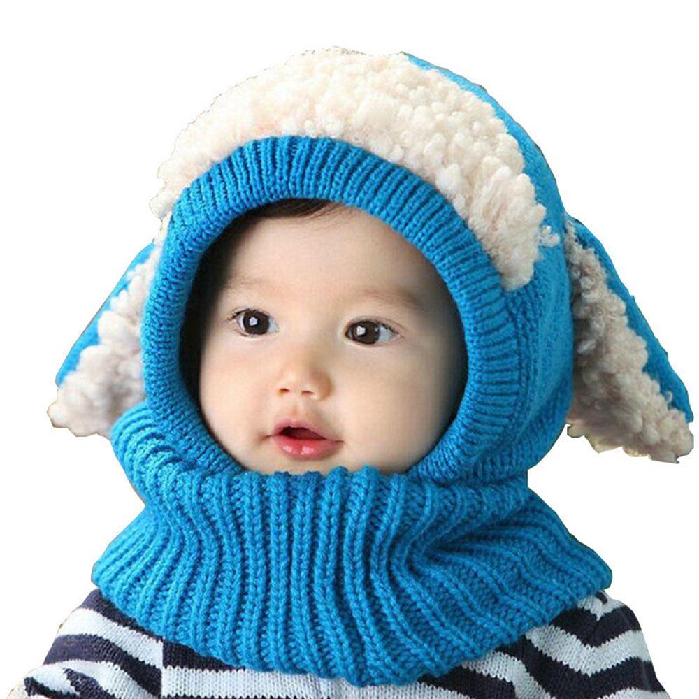 

Winter Kids Baby Knit Hat Scarf Hooded синій