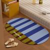 American Style Striped Bath Mat, Non Slip Absorbent Soft Floor Mat for Bathroom Toilet Entrance