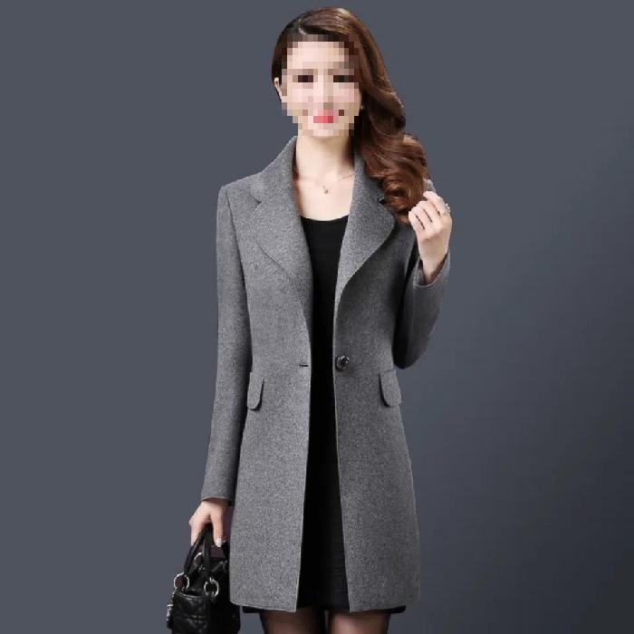 2025 Autumn/Winter Women s Mid-Length Wool Coat – Elegant Waist-Cinched Style Medium серый