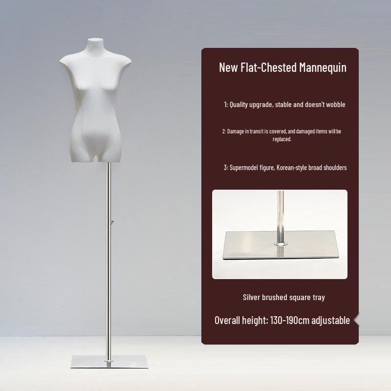 Korean Style Flat Body Female Mannequin with Wide Shoulders for Women's Clothing Display
