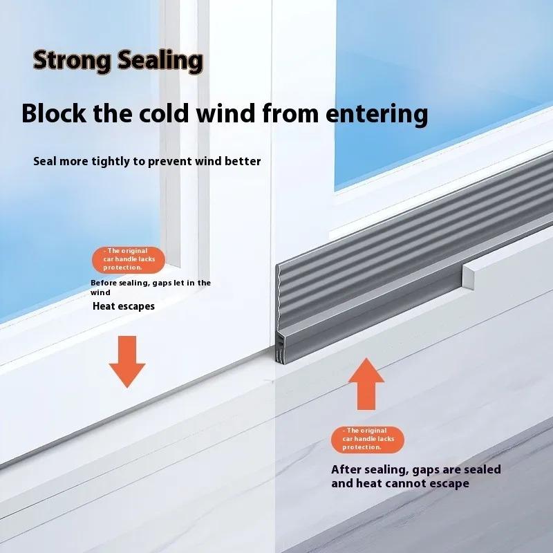 1PC 2m/78.74inch Self Adhesive Window Seal Strip Adjustable Thickness Triple Windproof Anti-Cold Weatherstrip Soundproofing Door