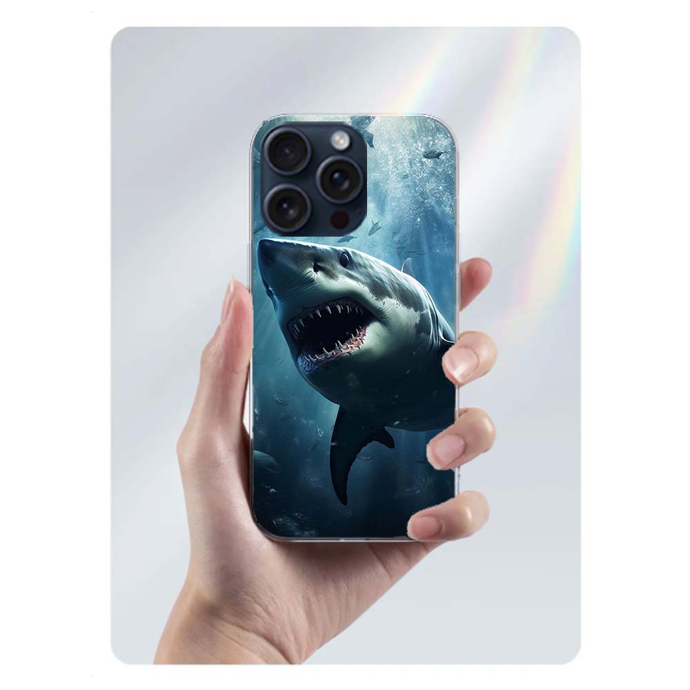 

The Mouth of the Deep Sea Evil Shark Clear Phone Case For Iphone 17 Air 16 Pro Max 15 Pro 14 Plus 17E 16E 11 13 12 Mini Cover Ca iPhone X(iPhoneXS)