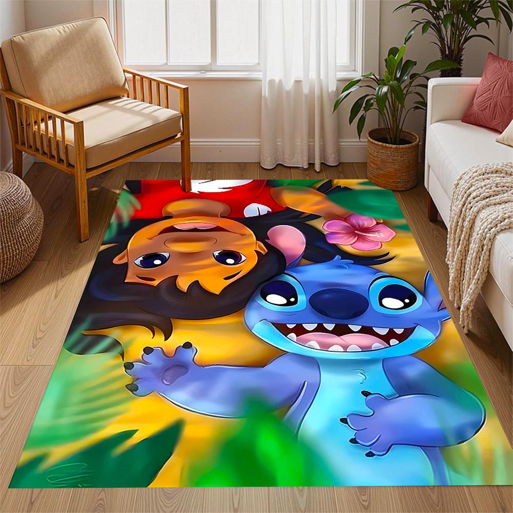 Lilo And Stitch Dance Party Disney Cartoon Theme Anti-Slip Rug - Polyester, Home Decor, Suitable for Bedrooms, Living Rooms, Doorways, and Studios