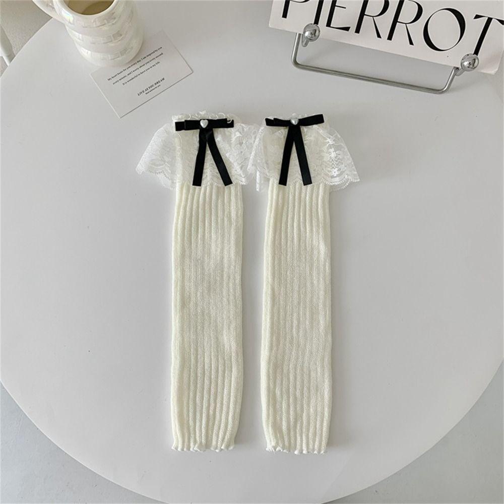 Bow Tie Knitted Socks Keep Warm JK Stockings Kawaii Feet Cover  for Women Girls