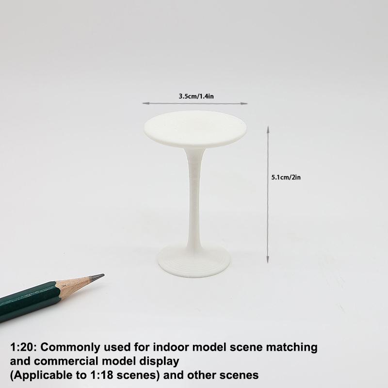 Mini Dollhouse Furniture Toys, High-Legged Round Table & Bar Chair Model for Realistic Living Scene Decoration