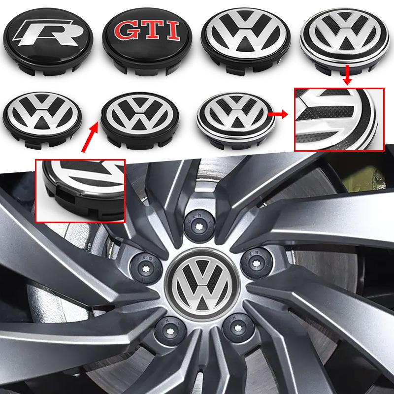 W1294pcs 55mm 65mm ABS For Volkswagen Jetta Taos Passat Touareg Variant Golf Polo Wheel Center Caps Emblem Rims Cover Badge Hub Caps