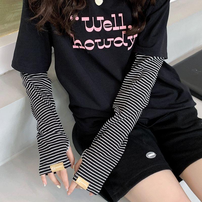 

Полоски из чистого хлопка Свободный Большой размер Эластичный Летний Защита от солнца для вождения Нарукавник Женский Защита от УФ-лучей Ледяной рукав Защита для рук Нарукавники