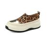 The 2025 Autumn New Soft Leather Thick-soled Color-block Loafers Are Fashionable Women's Round-toed Leopard Print Single Shoes