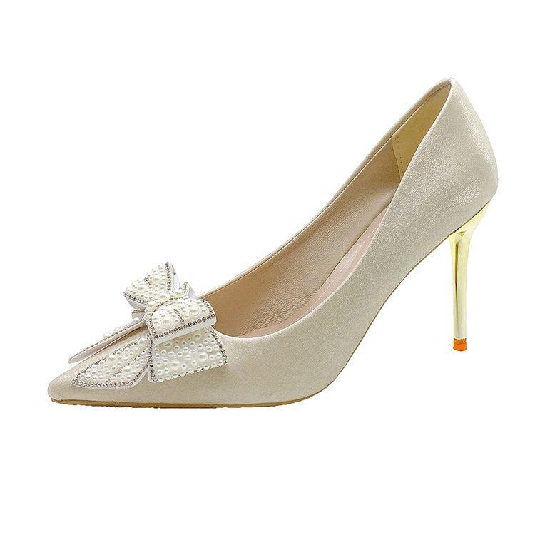 

[youshilai] Silver wedding shoes bride shoes 24 new white wedding dress crystal shoes fairy style high heels 40