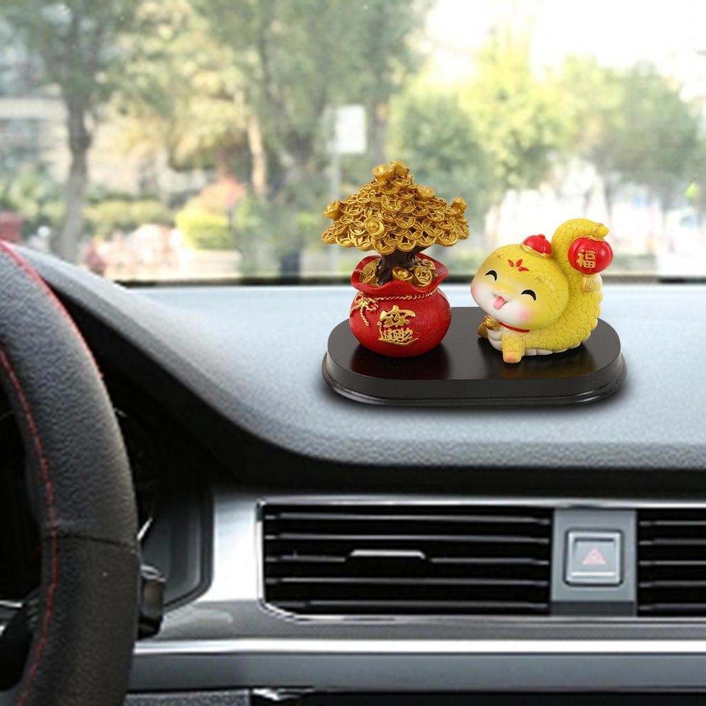 Feng Shui Money Tree Statue, Resin Snake Figure, Chinese Zodiac Sign for The Shelf