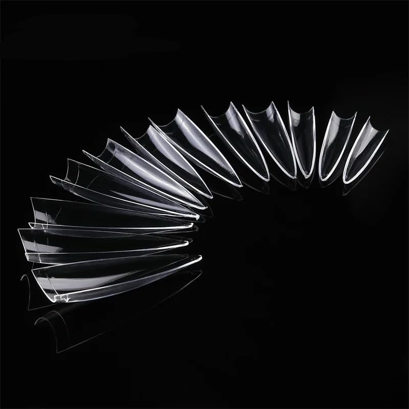 Styfy Soft Gel C Cut Tips | Clear Acrylic Tips Artificial False Tips with Box Fake Tips Extension for Salons DIY Art (Medium Stiletto C Cut Tips,