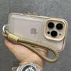 Clear Card Slot Holder Wallet Case For iPhone 16 15 14 Plus 12 11 13 Pro Max Soft Silicone Wrist Strap Hand Rope Cover
