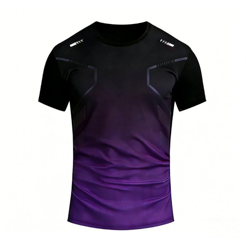 Men's T-shirt Outdoor Sports Running T-shirts Gradient Pattern Printed T-shirt Comfortable Quick Drying Short Sleeve Unisex Tops