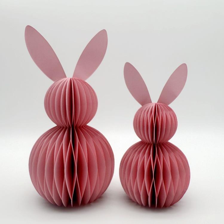 Paper Honeycomb Bunnies Easter Bunny 3D Ornament Easter Day Party Decorations Cute Rabbit For Wedding Birthday