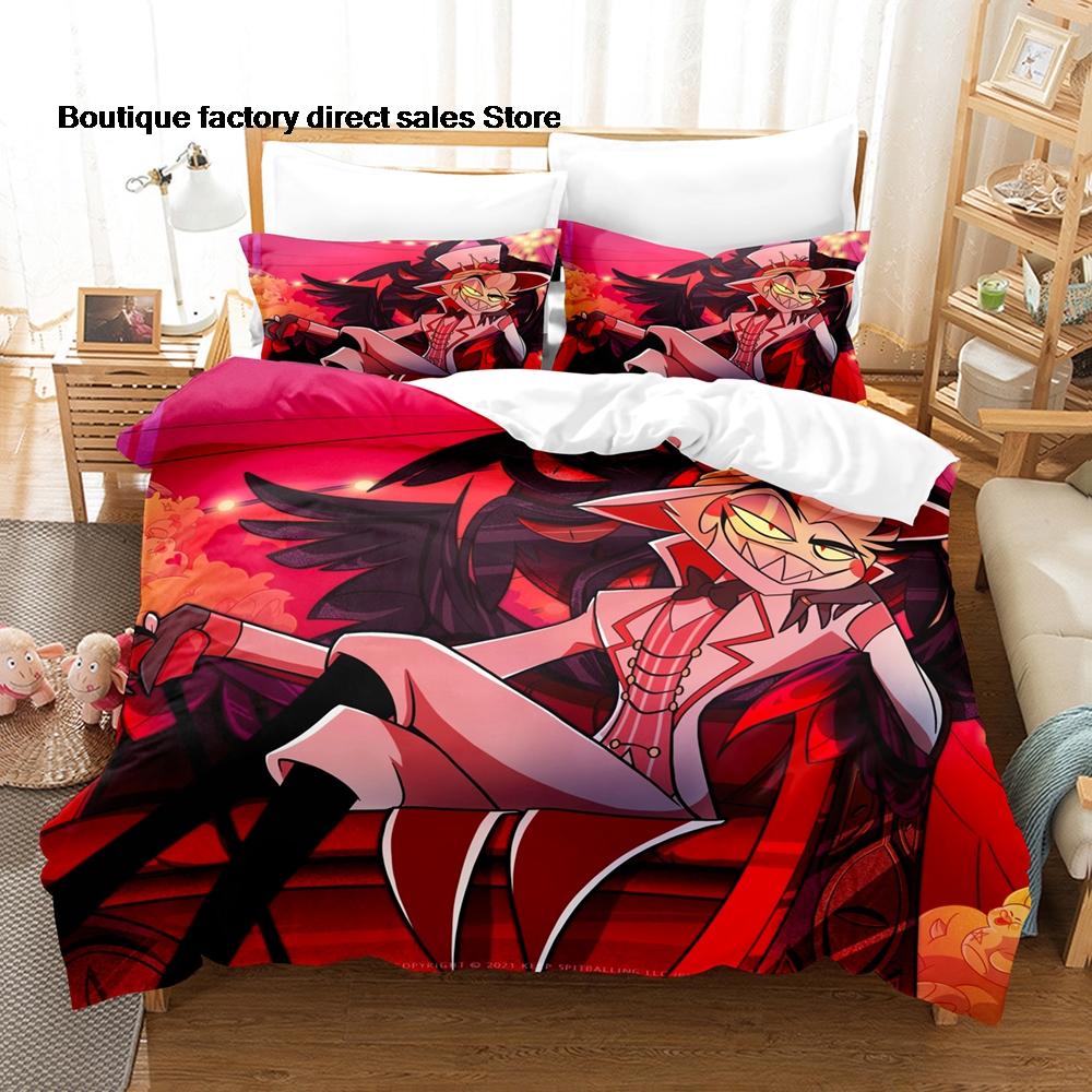 Anime Print Duvet Cover All Sizes Customizable for Fans BedroomHotHazbin Hotel Charlie Bedding Set 3PCS