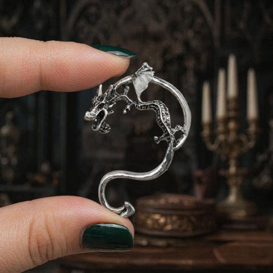 Retro Style Ear Cuff, Realistic Dragon Scale Design Ear Clip, Punk Style 3D Wings Claws Earring, Electroplated Ear Cuff for Daily Life Parties