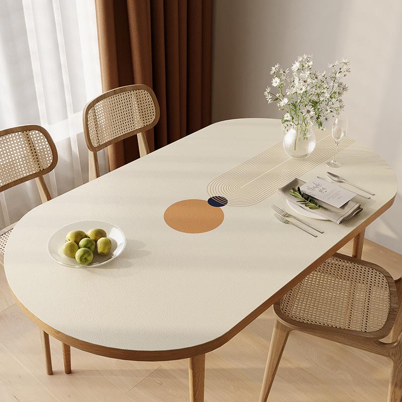 Oval Tablecloth Waterproof Oil-Proof Scalding Leave-In Oval Table Mat Leather Household Nordic Internet Celebrity Table Cloth