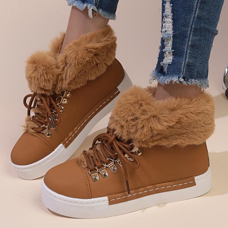 European and American Short Snow Boots for Women's 2024 Winter New Suede Plush Casual Short Boots Zapatillas De Mujer Sneakers