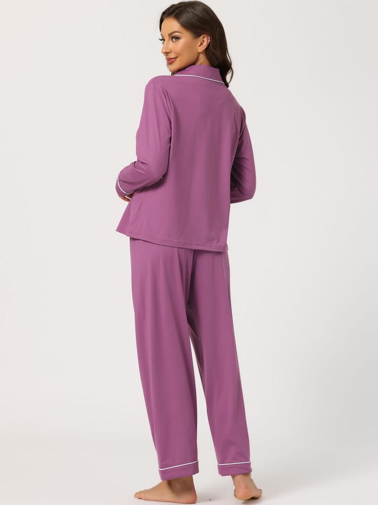 Cheibear Sleepwear Loungewear Size L Women's Set, Purple,