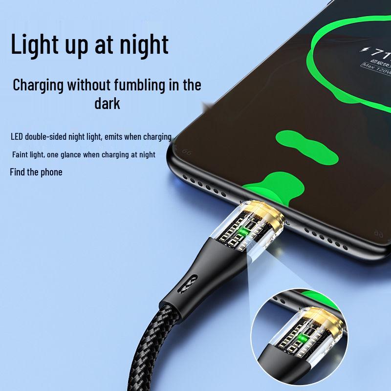 Luminous 120W Fast Charging USB-C Cable for Huawei, Honor, Vivo, Oppo, and Xiaomi