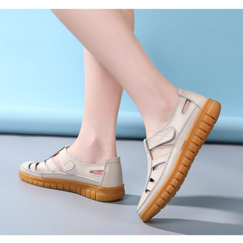 Women's Sandals Summer Comfortable Ankle Hollow Round Toe Sandals Female Soft Beach Sole Shoes Plus Size Zapatillas De Deporte