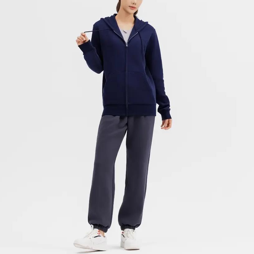 DECATHLON DOMYOS Soft Warm Fleece Long Sleeve Jacket Women's Navy Blue