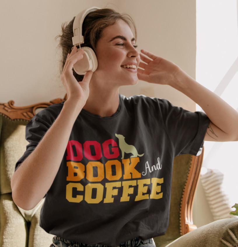 

Dogs saying dog book coffee coffee books dog organic woMen s T-Shirt Tops Tee oversized S-XXXL L