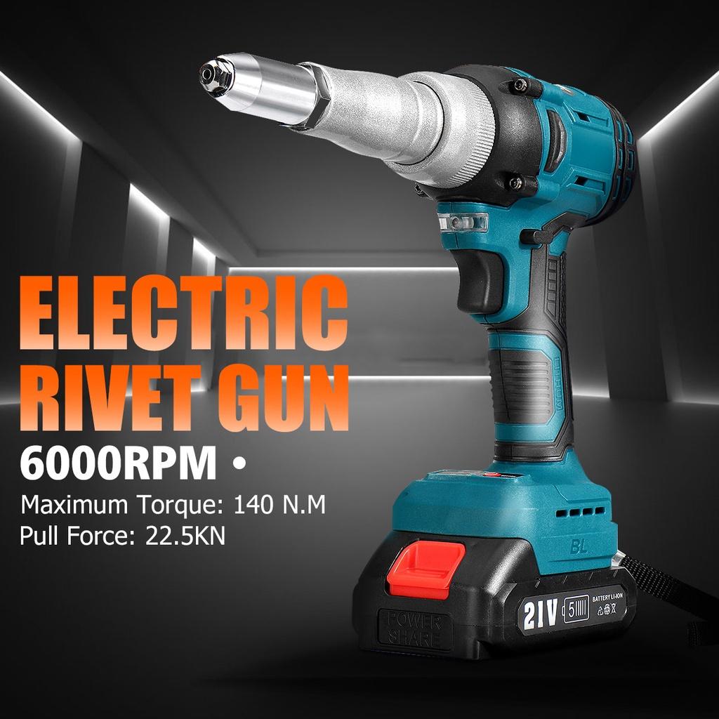 21V Brushless Electric Riveter Guns 7500mAh 2.4-4.8mm Cordless Rivet Nut Guns W/ 7500mAh Li-ion Battery Rivet Tool