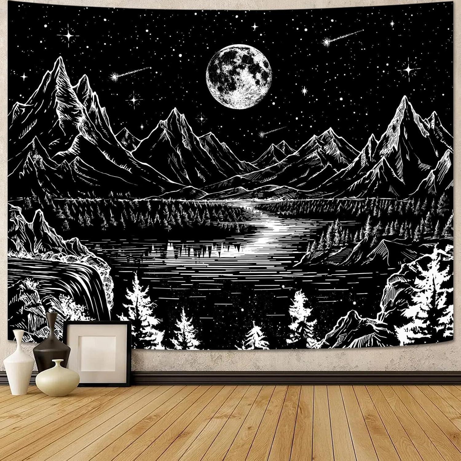 Lunar Mountain Wall Tapestry by Lunerfex 75x100 чёрный