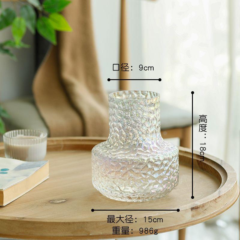 Honeycomb Big Belly Glass Vase Flower Arrangement Decoration Home Room Coffee Table Furnishing Ornament Office Study Accessories