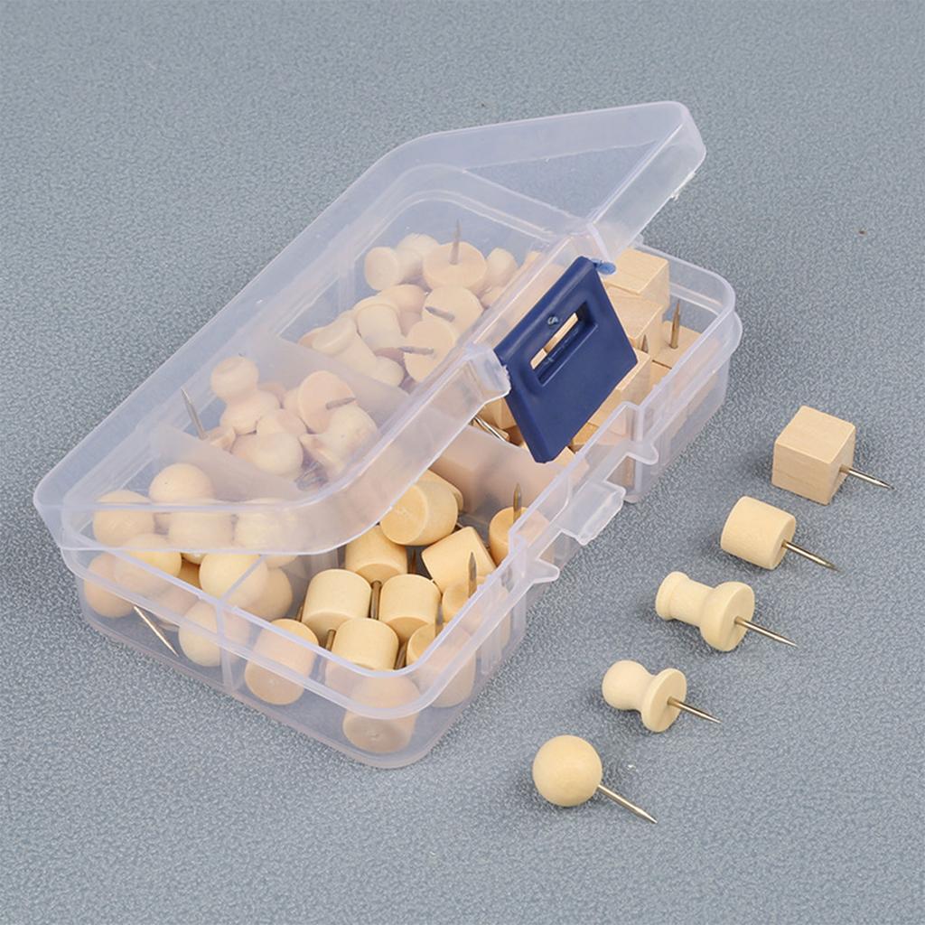8/12/20/25Pcs Cork Board Thumb Tacks Wood Head Pin Steel Points Map Marking Pins