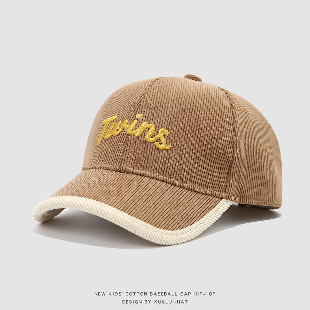 Children Corduroy Cap With Embroidered Letters For Autumn Winter Warmth And Sun Protection