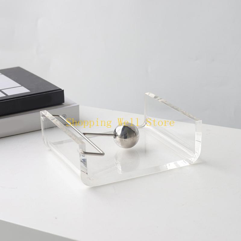 KX4B Contemporary Acrylic Paper Towel Dispenser Weighted Arm Paper Towel Tissue Holder Rack for Dining Table