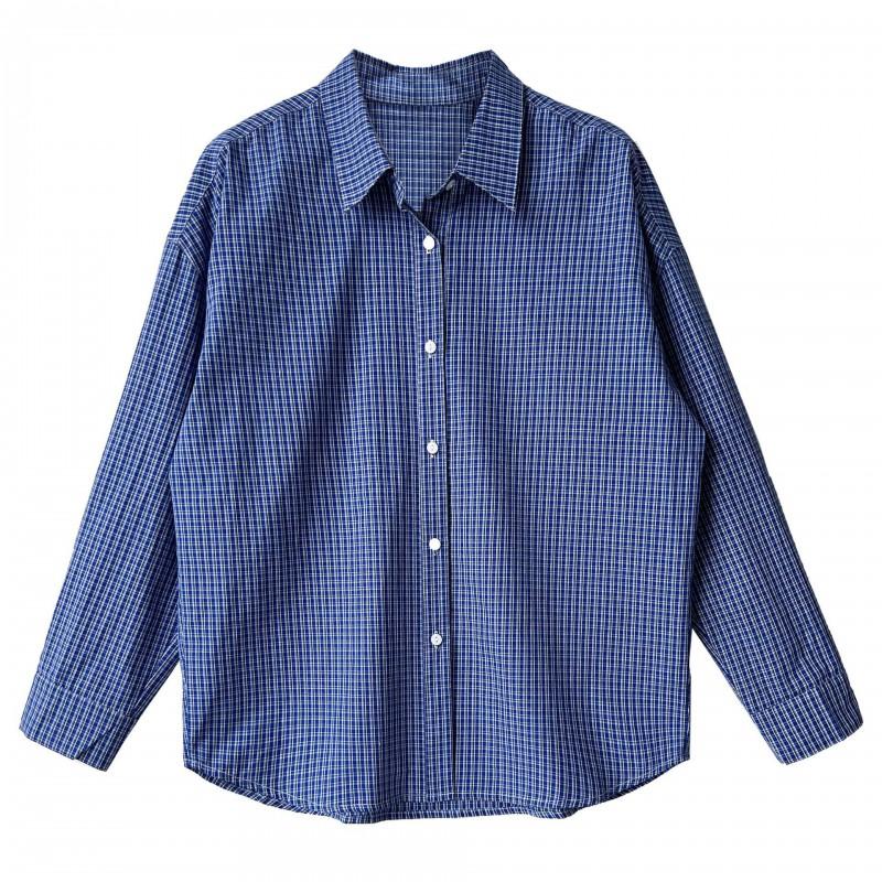 Womens Oversized Cotton Plaid Shirt Jacket 2025 Casual Long Sleeve Button-Up Top