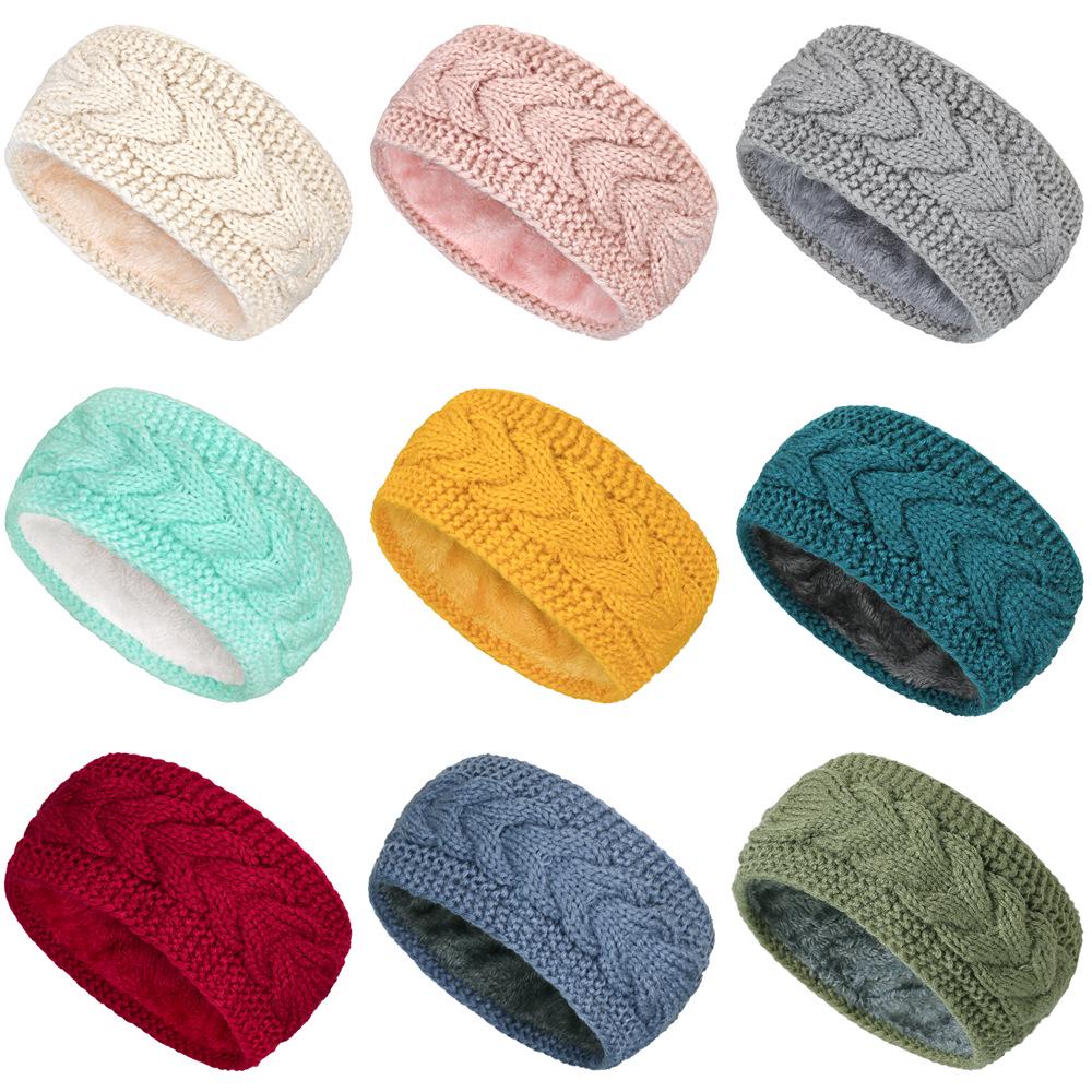 European & American Winter Plush Knit Sports Headband: Lined for Cold Protection Hair Accessory