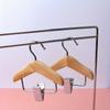 Mini Wooden Clothes Hangers with Stainless Steel Clips - Pet Apparel & Accessories Hanging Storage Rack, Polished Finish
