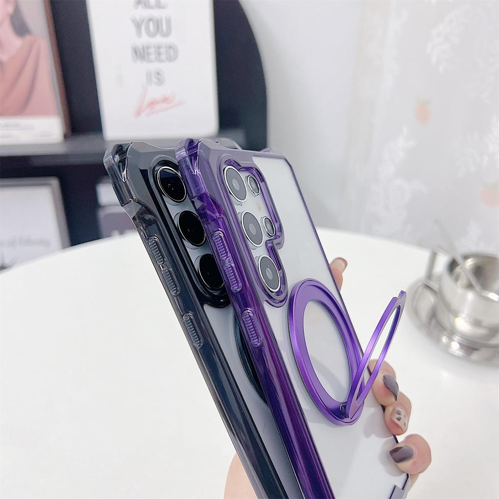 For Samsung Galaxy S25 Ultra Magnetic Case Ring Kickstand TPU+PC Phone Cover