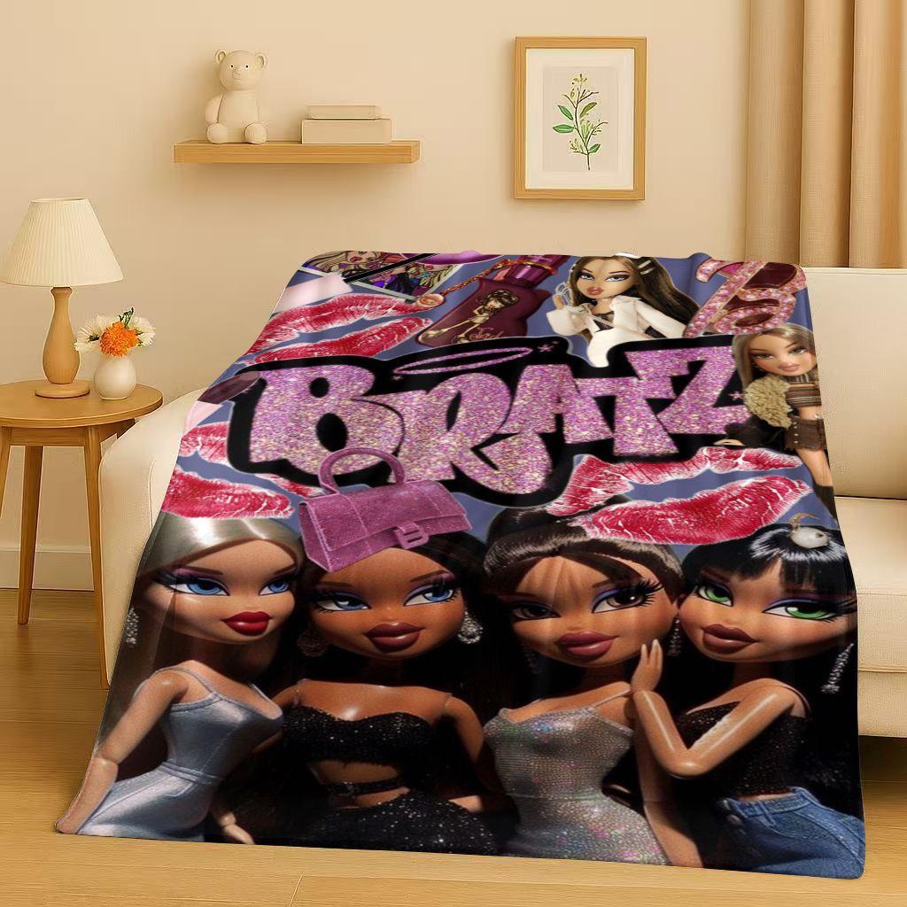 3D Cartoon Bratz Doll Girl Flannel Blanket,Ultra Soft Warm Plush Throw for Home Bedroom Bed Sofa Cover Office Gift Kids Picnic
