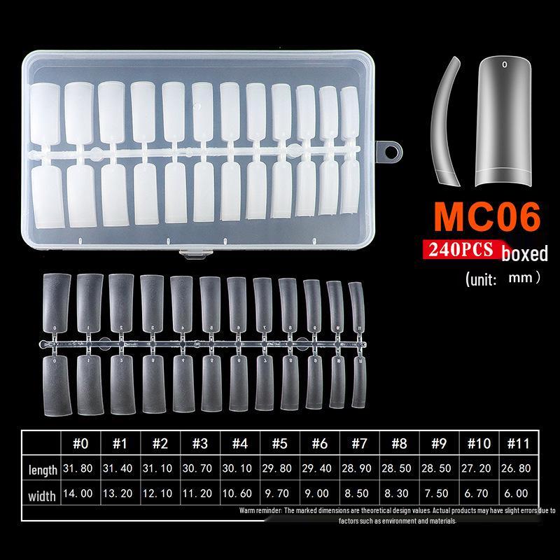 Seamless Frosted Nail Extension Tips - Super Thin, 240pcs Full & Half Cover Wearable False Nails