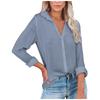 Women's Fashion Casual Buckle Long Sleeve Sleeve Slit Shirt Tops Solid Color