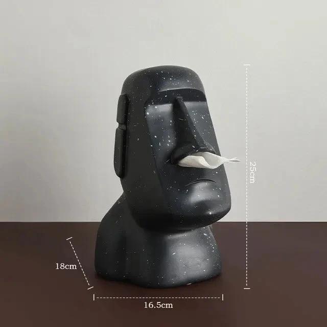 Statue tissue box, napkin storage bucket, Easter Island portrait resin tissue box holder, bar napkin box, hotel room decoration