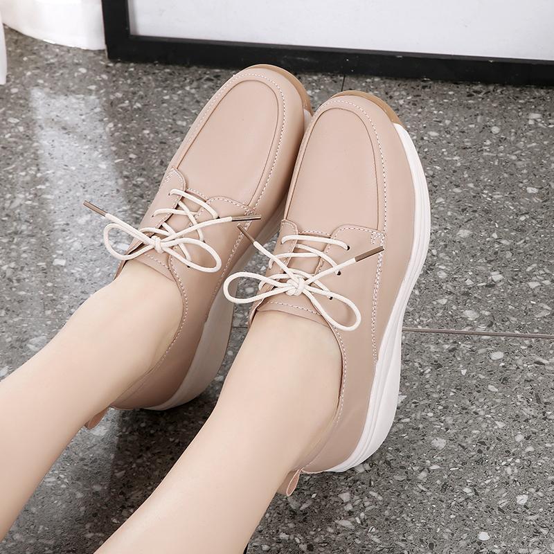 Women's Footwear Leather Driving Comfort Women’s Wedge Sneakers Casual Nurse Loafers for Girls Walking Minimalist Summer Maternity Shoes for Women