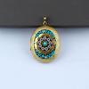 Brass Locket Pendant Photo Box Pendant Nepalese Ethnic Style Handmade Inlay Pendant Exquisite Oval Pendant Necklace Accessories