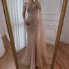 Caramel Color Flying Sleeves Fishtail Evening Dress Art Exam Solo Dignified Elegant and Thin Long Dress LA11891