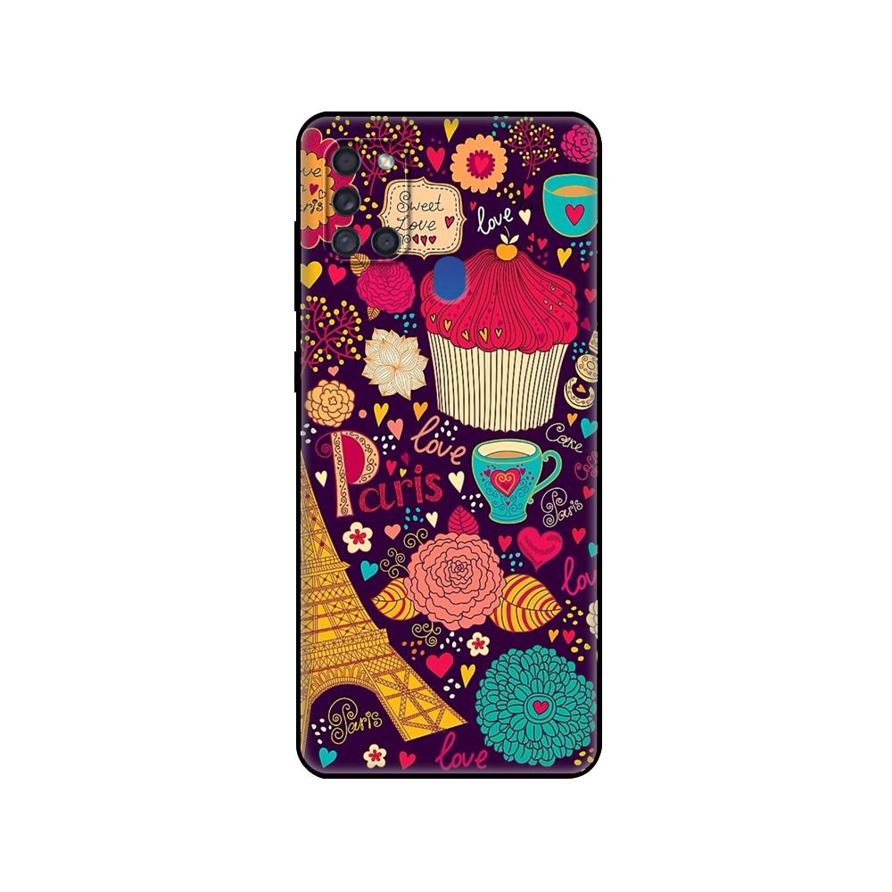 Black Tpu Case For Samsung Galaxy A50 50S A30S A10 A01 A11 A21S A31 A41 A51 A71 M21 M30S S10 LITE France Flag Paris Eiffel Tower