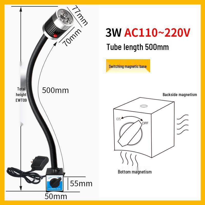 Luci da lavoro a LED magnetiche per macchine CNC e fresatrici, 220V/24V, design con tubo flessibile a collo di cigno