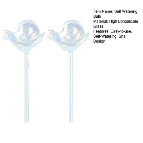 Iridescent Self Watering Bulbs Snail Design Glass Plant Watering Globes Planter Insert Automatic Watering Device for Indoor Potted Plants Vacation
