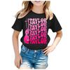 Summer Round Neck 3D Guitar Printed Top Fashionable Casual Short Sleeved Children's Girl T-shirts