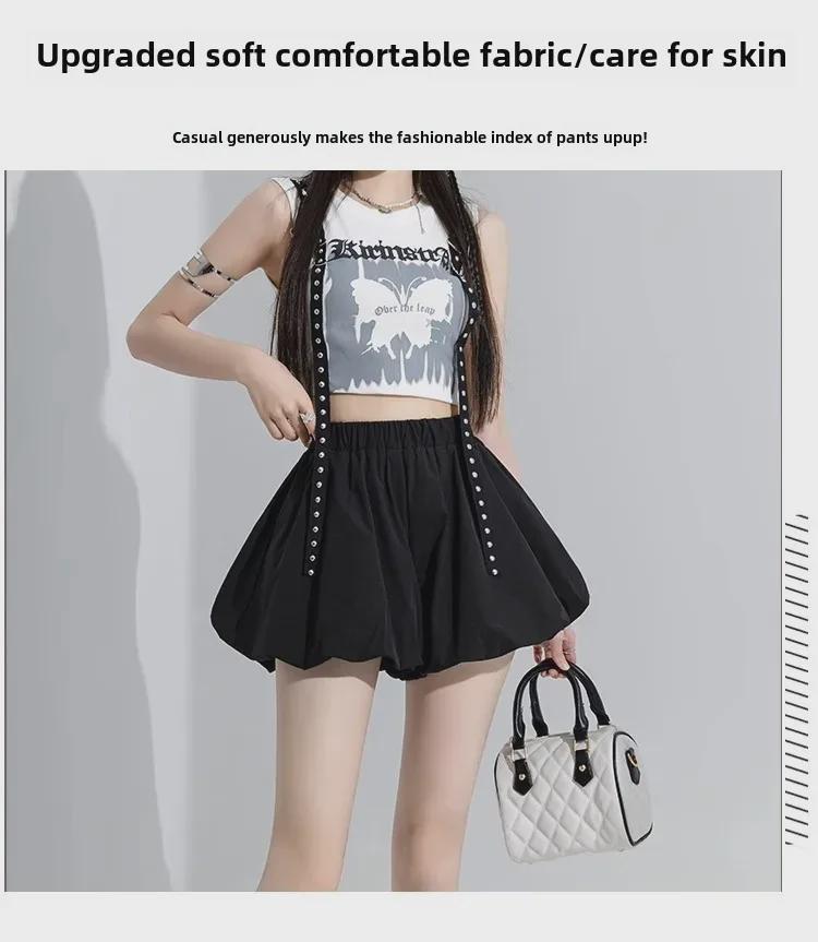 Women's 2024 Autumn Wide-Leg Elastic Waist Pumpkin Bloomers Shorts